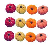 POPETPOP 12Pcs Autumn Felt Pumpkin Balls Hanging Ornaments Thanksgiving Craft Supplies Home and Tree Decoration in Red Orange Peach Yellow for Party Festive Atmosphere