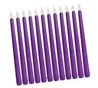 POPETPOP 12pcs Battery Operated Flameless Taper Candles Purple LED Decor for Wedding Party Home Reusable Soft Light Transmission No Flame Easy to Use Requires AAA Batteries Each