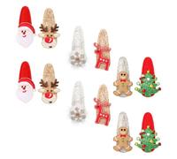 POPETPOP 12pcs Christmas Hair Clips for Lightweight Metal and Cloth Xmas Tree Barrettes with Glitter Sturdy Design for Holiday Outfit and Party Favors