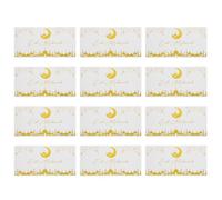 POPETPOP 12pcs Eid Mubarak Money Envelopes 7x3.5 Paper Cash Envelope Packets with Crescent Moons and Stars Festive Prints Compact Design for Ramadan Blessings and Family Use