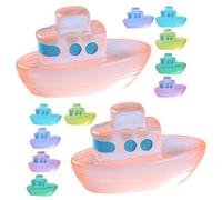 POPETPOP 12pcs Glow-in-the-dark Mini Resin Boat Ornaments, Luminous Miniature Boat Figurines for Desktop Decoration, DIY Garden Craft Accessories, Suitable for Dollhouse and Party Decor