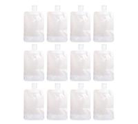 POPETPOP 12pcs Leakproof Refillable Travel Lotion Pouches Made of Sturdy Plastic with Frosted Semi- Design, Portable Cosmetic Travel Bags for Storing Cosmetic Lotion and Shower Gel