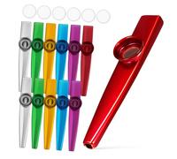 POPETPOP 12pcs Metal Kazoos Set with Membranes for Adults and Kids - Small Musical Instruments for Beginners, Performance, Group Playing and Guitar Accompaniment