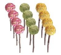 POPETPOP 12pcs Natural Pet Chewing Sticks for Rabbits and Guinea Pigs, Floral Teething Grass Lollipops with Rose, Calendula, and Pasture Hay, Small Animal Biting for Dental Health and Play