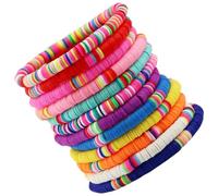 POPETPOP 12pcs Polymer Clay Stretch Bracelets for Women, Lightweight Bohemian Bracelet Set with Gentle Touching Feeling and Wrist Decoration, for Graduation Festival and Random Color