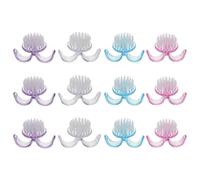 POPETPOP 12pcs round Nail Brush Handle Mini Dust Brushes for Cleaning Toes Fingernails Colors Plastic Handle Portable