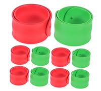 POPETPOP 12pcs Silicone Wrapping Paper Holders Snap Bracelets Gift Wrap Slap Bands Red Green Festive Clamps for Holiday Organization and Poster Storage