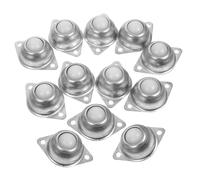 POPETPOP 12pcs Silver Nylon Roller Ball Transfer Bearing with Zinc Plated Carbon Steel, Two-hole Screw Mount, 360° Swivel Bearings Structure for Laboratory Instrument Carts and Warehouse
