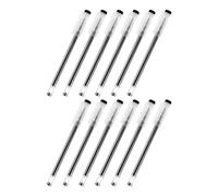 POPETPOP 12pcs Smooth Writing Gel Ink Pen 0.35mm Full Needle Tip Plastic Body Simple Design Silver Colour Easy to Carry for Office and Students