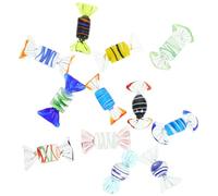 POPETPOP 12Pcs Vintage Style Abstract Painted Glass Candy Ornaments, Mixed Designs Crystal Candy Sculptures for Home Desktop Decoration and Party Favors