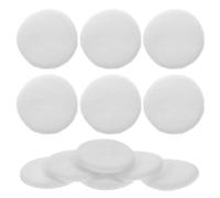 POPETPOP 12pcs White Velvet Cotton Rounded Makeup Powder Applicators with Satin Ribbon, Supple Face Cosmetic Tools for Loose and Pressed Powder Application, Women’s Beauty Accessory