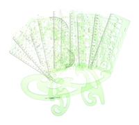 POPETPOP 13Pcs Plastic Drawing Rulers Drafting Tools Architect Scales Styles Light Green PET Measuring Templates for Office Home Use