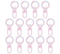 POPETPOP 14pcs Light Pink Donut U-Shaped Spring Locking Clasps with Swivel Snap Hooks for Keyrings, Dog Collars, Bag Straps, and DIY Jewelry Making