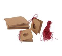 POPETPOP 150pcs Kraft Shape Hanging Tags with Red Rope, Hollow-Out Design for Wedding and Birthday Decoration, Supplies for Writing Memos and Wrapping