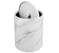 POPETPOP 15l Marble Look Garbage Bin with Simulated Marble Texture, White Pp Waste Paper Basket for Bathroom and Kitchen, Convenient Cleaning and Stylish Modern Design
