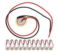 POPETPOP 15pcs Guitar Pickup Piezo Disc Transducer with 25cm Leads, Brass and Plastic Material, Accurate Sound Capture for Musicians the Go, Compatible with Guitar and Drums