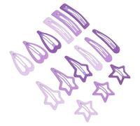 POPETPOP 15pcs Snap Hair Clips Set for Matte Metal Barrettes in Star Heart Teardrop Rectangle and Four-pointed Star Shapes - Small Hair Clips and Everyday Styling