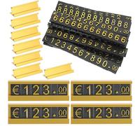 POPETPOP 16 Sets Adjustable Display Stand Number Letter Price Tag Cube Blocks for Jewelry Retail Counter Gold Aluminum Alloy Plastic Elegant Highend Luxury Design Enhance Store Aesthetics