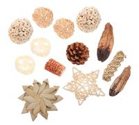 POPETPOP 16pcs Natural Rattan Parrot Chew Set with Palm Leaf Balls and Foraging Grass for Small Birds and Budgies to Boredom