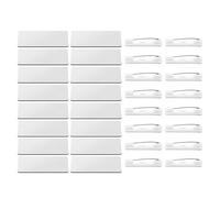 POPETPOP 16pcs Sublimation Blank Name Tags with Pin Backing White Density Board Metal Craft Badges for Office and Schools Identity Display Writing Characters