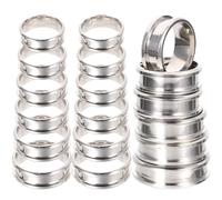 POPETPOP 18pcs Silver Stainless Steel Ring Blanks with Grooved Design, 8mm Polished Surface, Good Oxidation and Corrosion Resistance, Fashionable and Delicate for Jewellery Making