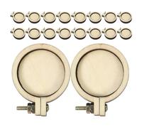 POPETPOP 18pcs Small round Wood Embroidery Hoop Pendants 3cm X 2.5cm Mini Circle Frames for Crafts DIY Sewing Display and Cross Stitch Decoration