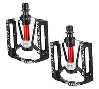 POPETPOP 1Pair Aluminum Alloy Bike Pedals Flat Design with Premium Bearings for Road and Cycling Lightweight and Easy Installation Comfortable Foot Area Black