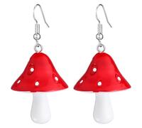 POPETPOP 1Pair Simulated Mushroom Earrings, Creative Ear Pendants for Women, Red Plastic Chic Jewelry