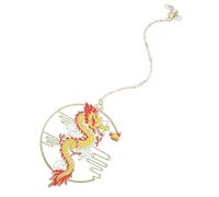 POPETPOP 1pc Classic Chinese Style Metal Dragon Phoenix Bookmark Hollow Retro Page Marker with Pendant for Readers Students Teachers