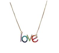 POPETPOP 1Pc Colorful Love Letters Necklace Stylish English Character Pendant Durable Inlaid Chain for Women Unique for Loved Ones for Everyday Wear