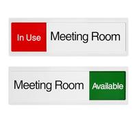 POPETPOP 1Pcs Acrylic Sliding Door Sign: "In Use/Available" Privacy Indicator for Meeting Room, Office & Washroom, Smooth Red & Green Slider Plaque, White (9.8 x 3.1 Inch)