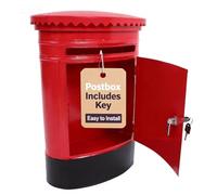 POPETPOP 1Pcs Vintage Post Box Wall Mounted: Classic Red Iron Letter Box Outdoor with Lock & Keys - Large Retro Mailbox for Garden, Porch & Farmhouse Decor (Waterproof & Rustproof)