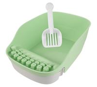 POPETPOP 1set Portable Cat Litter Tray with High Sides Design Half-enclosed Cat Toilet for Kittens and Dogs for Home and Pet Shops Avocado