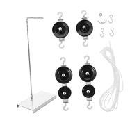 POPETPOP 1Set Pulley Block Physics Experiment Kit with Holder Includes Single Double Pulleys Ropes for Educational Science Projects and Activities