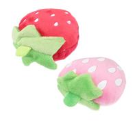 POPETPOP 2-pack Strawberry Squeaky Pet Toys for Dogs and Cats Plush Chew Toys in Red and Pink for Playtime and Teething