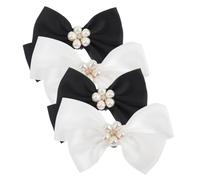 POPETPOP 2 Pairs Detachable Bowknot Shoe Clips with Pearl Decoration Small Shoe Jewelry Clips for Pumps and Flats Wedding Party for Brides and Formal Events