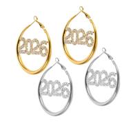 POPETPOP 2 Pairs Rhinestone Hoop Earrings for Women Dainty Sparkly Ear Hoops with Secure Setting Skin Friendly Silver Gold Plated Jewelry for Year Parties Graduation Proms