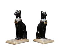 POPETPOP 2 Pcs Creative Resin Bookends Frame in Fortune Cat Shape, Black Colour, Desktop Decoration and Book Holding for Home and Office Use
