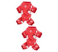 POPETPOP 2 Pcs Dog Xmas Outfit Pet Winter Jumpsuit Santa Snowflake Design Comfortable Pet Clothes Red for Cold Weather