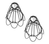 POPETPOP 2 Pcs Rustic Iron Art Lampshade with Deformed Flower Petals, Black Iron Wire Chandelier Lampshade for Home Decoration, Featuring Light Gathering and Bulb Protection in Industrial
