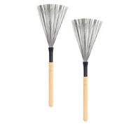 POPETPOP 2 Pcs Steel Wire Drum Brush Set with Wooden Handles Professional Percussion Brushes for Jazz Drums Natural Wood Color Suitable and Live Performance