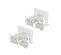 POPETPOP 2 Pcs Wall Mounted Mop Holder Single Buckle Seamless Glue Sticker | Broom Rack, PC Material, Multi Functional Storage, Heavy Duty Loading, Bathroom Organizer