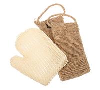 POPETPOP 2-Piece Back Scrubber Glove Set Exfoliating Bath Mitts 60x11cm Jute and Hemp Wash Gloves for Women and Men Gentle Body Exfoliator for Spa and Shower
