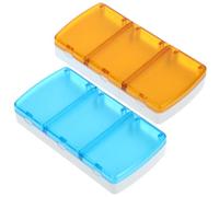 POPETPOP 2 Pieces Compact Detachable Medicine Organizer Pill Box 3 Compartments Travel Pill Case Portable Plastic for Daily Morning Noon Evening Medication Storage