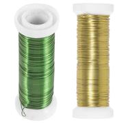 POPETPOP 2 Rolls Florist Wire Floral Stem Crafting Wire for Wreath Making and Flower Arranging, Multi-function Iron Flower Stems DIY Floral Supplies in Yellow and Green