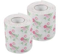POPETPOP 2 Rolls of Toilet Roll with Floral Printed Pattern, Soft Wood Pulp Material, Portable and Strong Cleaning Power, for Dorm Or Office Use