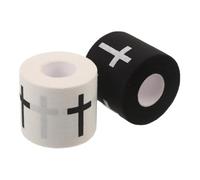 POPETPOP 2 Rolls Religious Athletic Wrap Tape Jesus Cross Pattern, 5cm Wide Cotton Cloth Tape for Wrists and Knees, Easy Application and Broad Coverage, for Tennis and Sports Injury Support