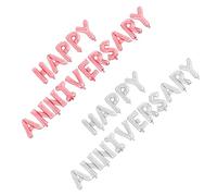 POPETPOP 2 Sets Happy Anniversary Aluminum Foil Balloons Set Silver Rose Gold Quick Inflate Romantic Wedding Anniversary Party Decorations Adaptable for Celebrations