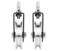 POPETPOP 2 Sets Heavy Duty Bearing Lifting Pulley with Aluminium Alloy Construction and Spring-loaded Gate, Silent Swivel Groove Wheel for Indoor Outdoor Fitness and Strength Training