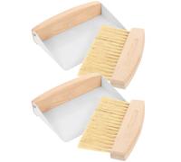 POPETPOP 2 Sets Mini Keyboard Cleaning Brush and Dustpan Set with White Sisal Broom, Small Detail Brush for Desktop, Car Air Vent, and Computer Keyboard Cleaning